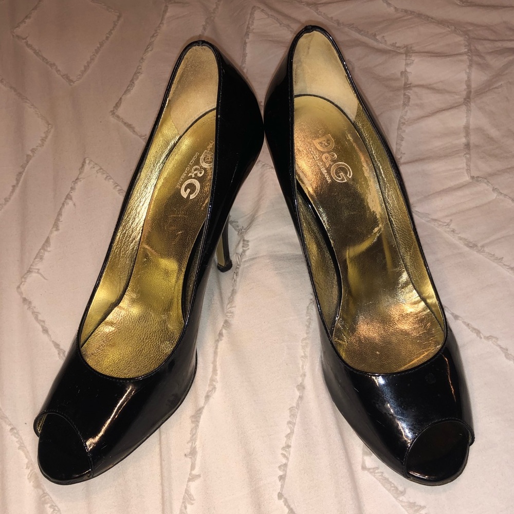 Dolce & Gabbana Black Peep Toe Pumps - Picture 1 of 7